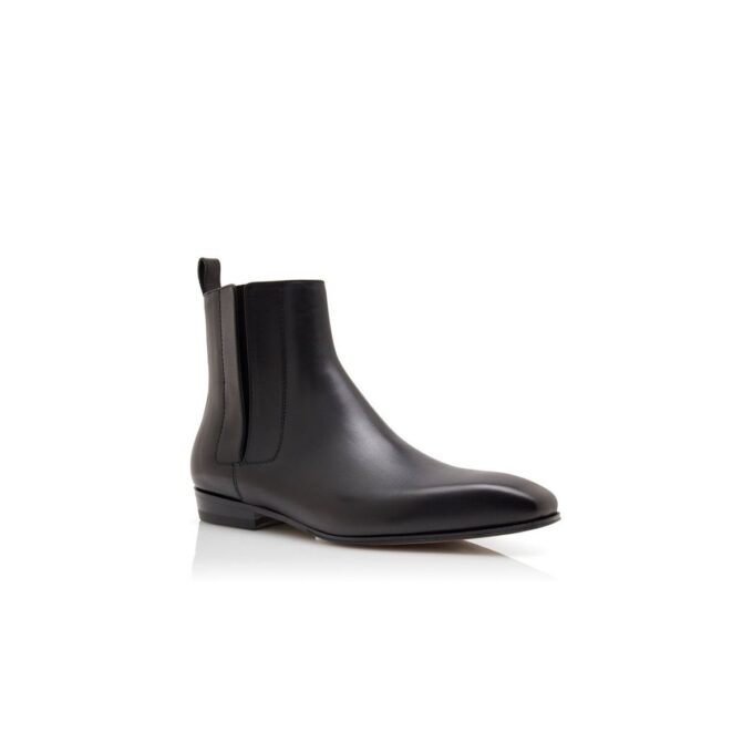 BRUTON Black Calf Leather Ankle Boots