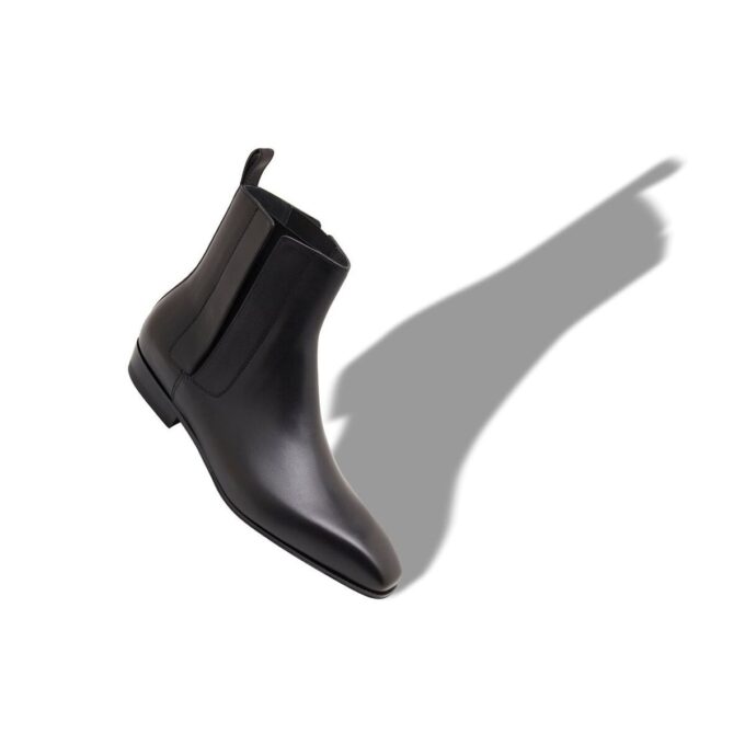 BRUTON Black Calf Leather Ankle Boots
