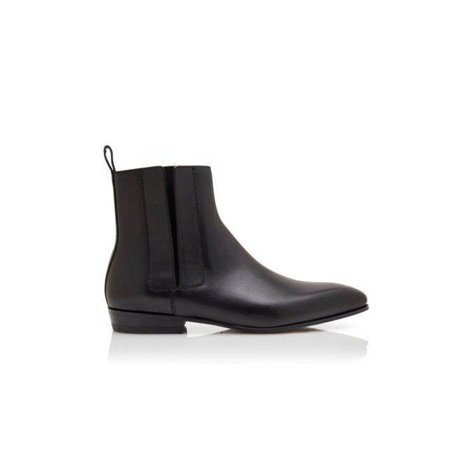 BRUTON Black Calf Leather Ankle Boots