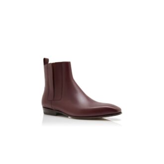 BRUTON Dark Red Calf Leather Ankle Boots