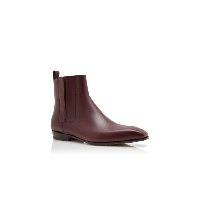 BRUTON Dark Red Calf Leather Ankle Boots