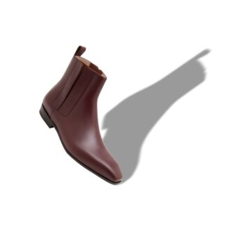 BRUTON Dark Red Calf Leather Ankle Boots