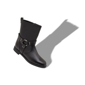 CALICA Black Calf Leather Ankle Boots