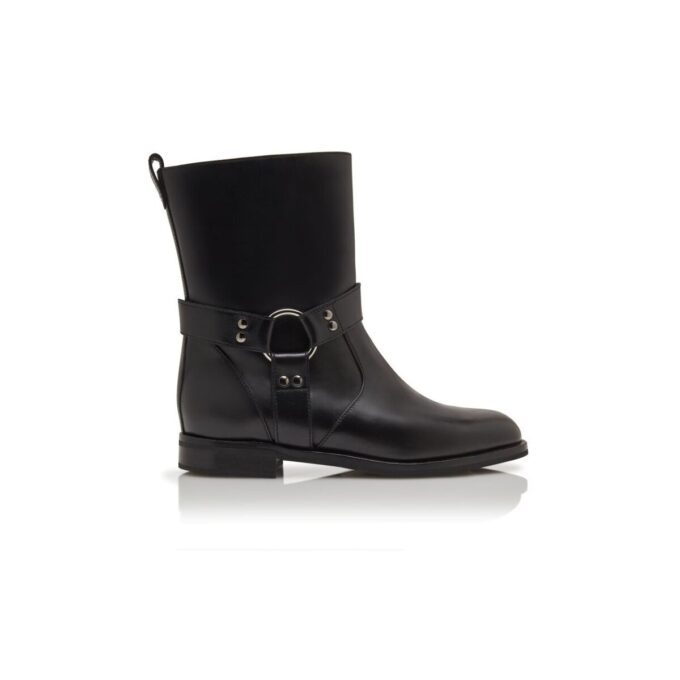 CALICA Black Calf Leather Ankle Boots