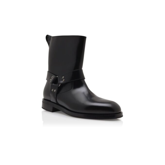 CALICO Black Calf Leather Biker Boots