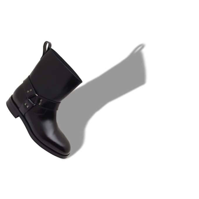 CALICO Black Calf Leather Biker Boots