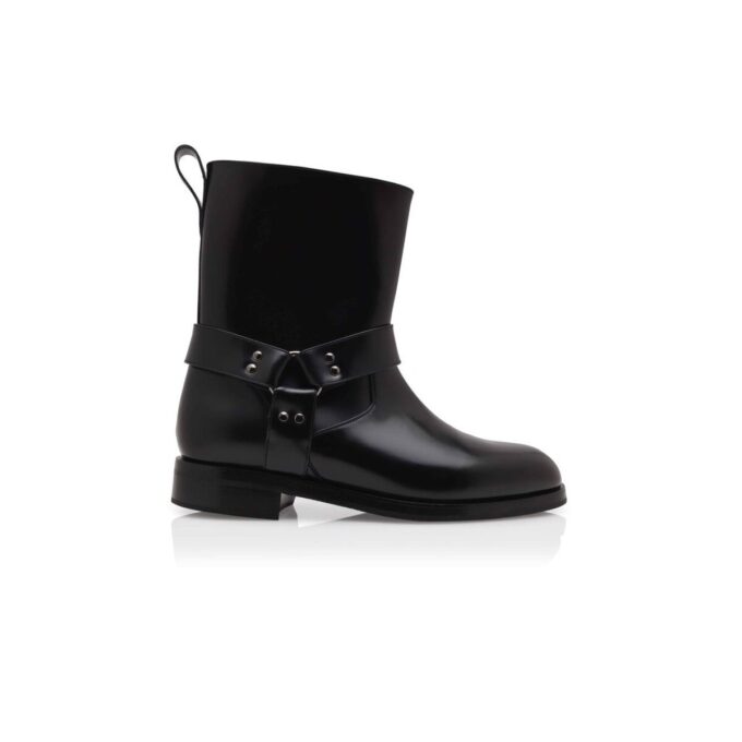 CALICO Black Calf Leather Biker Boots