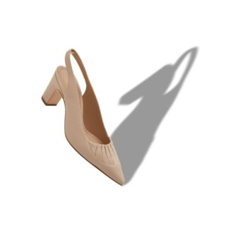 CALZASLI Light Beige Nappa Leather Slingback Pumps