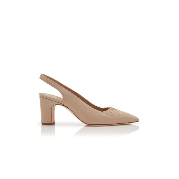 CALZASLI Light Beige Nappa Leather Slingback Pumps