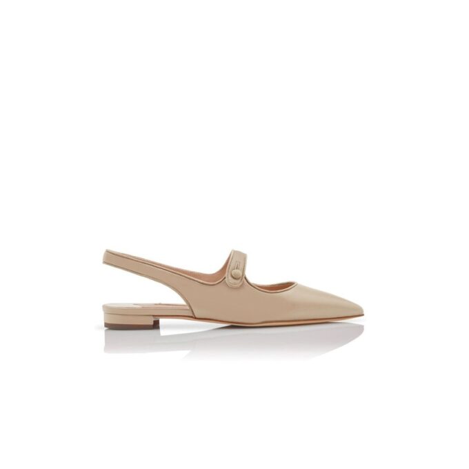 CAMPARIFLATSLI Beige Nappa Leather Slingback Flat Pumps