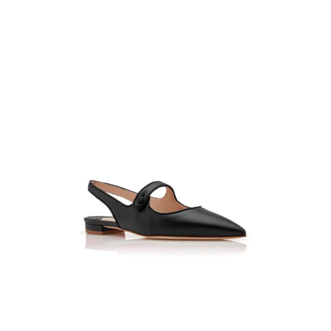 CAMPARIFLATSLI Black Nappa Leather Slingback Flat Pumps