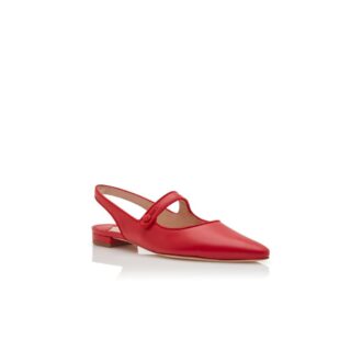 CAMPARIFLATSLI Red Nappa Leather Slingback Flat Pumps
