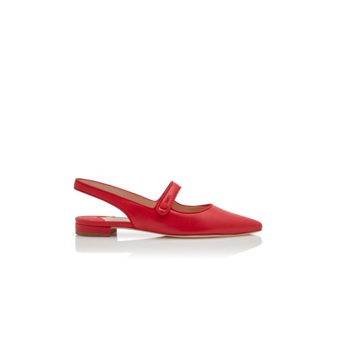 CAMPARIFLATSLI Red Nappa Leather Slingback Flat Pumps
