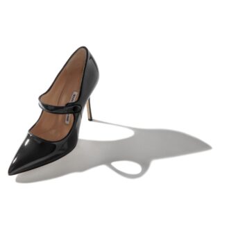 CAMPARINEW Black Patent Leather Pointed Toe Pumps