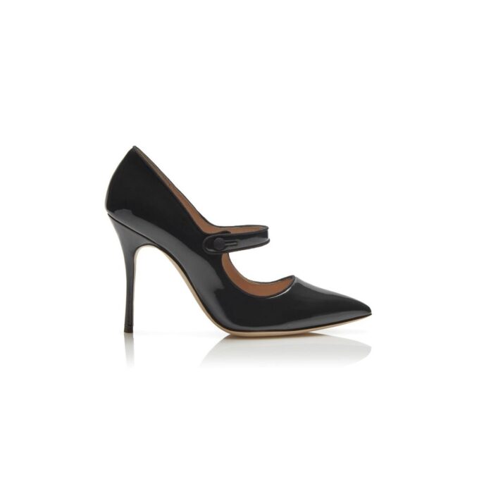 CAMPARINEW Black Patent Leather Pointed Toe Pumps