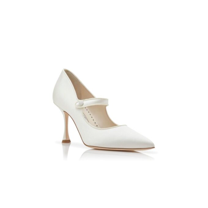 CAMPARINEW BRIDAL Cream Satin Pointed Toe Pumps