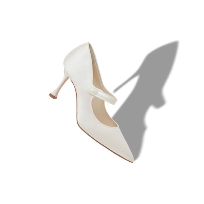CAMPARINEW BRIDAL Cream Satin Pointed Toe Pumps