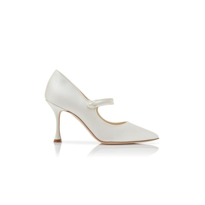 CAMPARINEW BRIDAL Cream Satin Pointed Toe Pumps