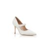 CAMPARIPEARL White Crepe De Chine Mary Jane Pumps