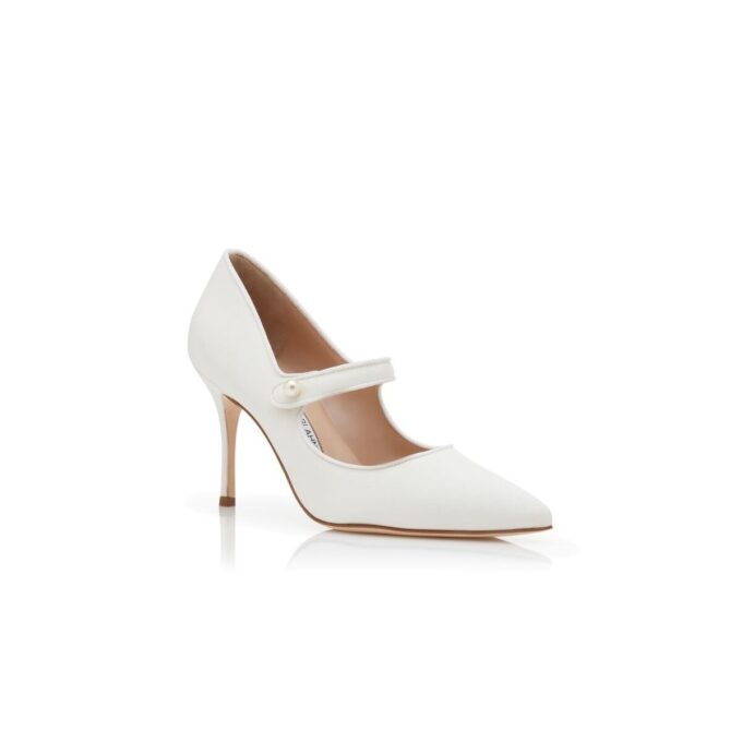 CAMPARIPEARL White Crepe De Chine Mary Jane Pumps