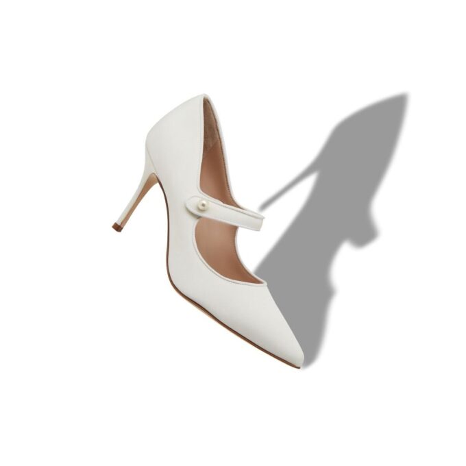 CAMPARIPEARL White Crepe De Chine Mary Jane Pumps
