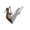CAMPARISLI Black Nappa Leather Pointed Toe Slingback Pumps