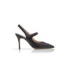 CAMPARISLI Black Nappa Leather Pointed Toe Slingback Pumps