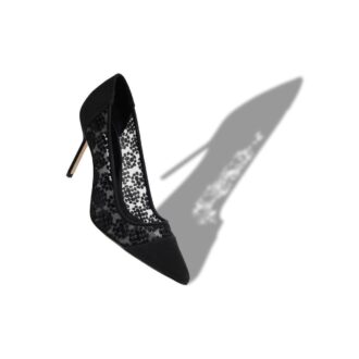 CAPCOUR Black Lace Floral Detail Pumps