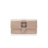 CAPRI Beige Satin Jewel Buckle Clutch