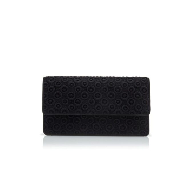 CAPRIPLA Black Lace Embroidered Clutch