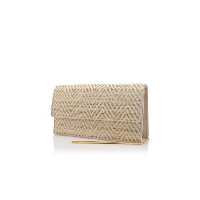 CAPRIPLA Light Beige and Cream Raffia Clutch