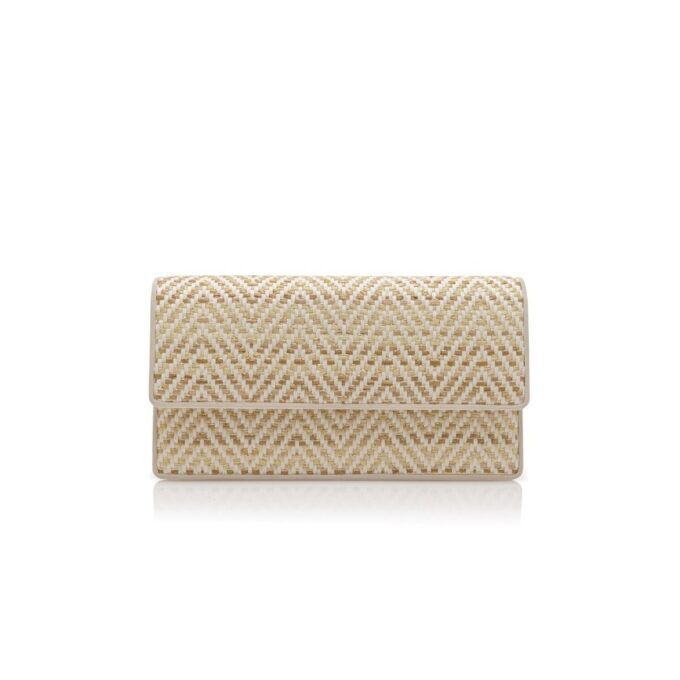 CAPRIPLA Light Beige and Cream Raffia Clutch