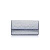 CAPRIPLA Navy Blue and White Raffia Clutch