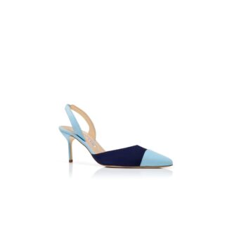 CAPSLI Blue Suede Slingback Pumps