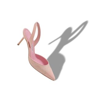 CAPSLI Light Pink Linen Slingback Pumps