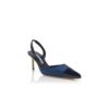 CAPSLI Navy Blue Linen Slingback Pumps