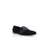 CARLTON Black Suede Jewel Buckle Loafers