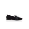 CARLTON Black Suede Jewel Buckle Loafers