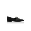 CARLTON Black Suede Jewelled Buckle Loafers