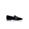 CARLTON Black Velvet Jewel Buckle Loafers