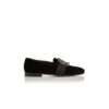 CARLTON Black Velvet Jewel Buckle Loafers