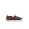CARLTON Brown Suede Jewel Buckle Loafers