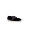CARLTON Dark Blue Velvet Jewelled Buckle Loafers