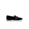 CARLTON Dark Blue Velvet Jewelled Buckle Loafers