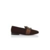 CARLTON Dark Brown Suede Jewel Buckle Loafers