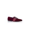 CARLTON Dark Red Velvet Jewel Buckle Loafers
