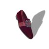 CARLTON Dark Red Velvet Jewel Buckle Loafers