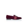 CARLTON Dark Red Velvet Jewel Buckle Loafers