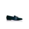 CARLTON Green Velvet Jewel Buckle Loafers