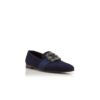 CARLTON Navy Blue Suede Jewel Buckle Loafers